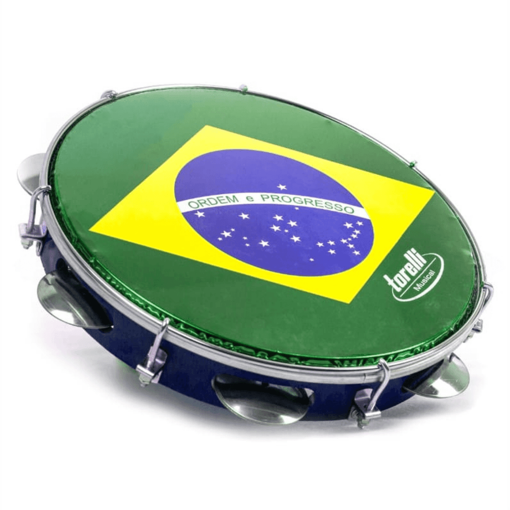 Pandeiro 10" azul Torelli Tp350az Bandeira do Brasil Citron