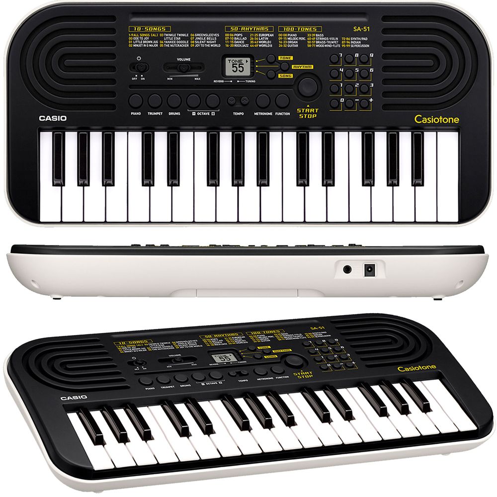 TECLADO MUSICAL INFANTIL CASIOTONE PRETO E BRANCO SA-51H2